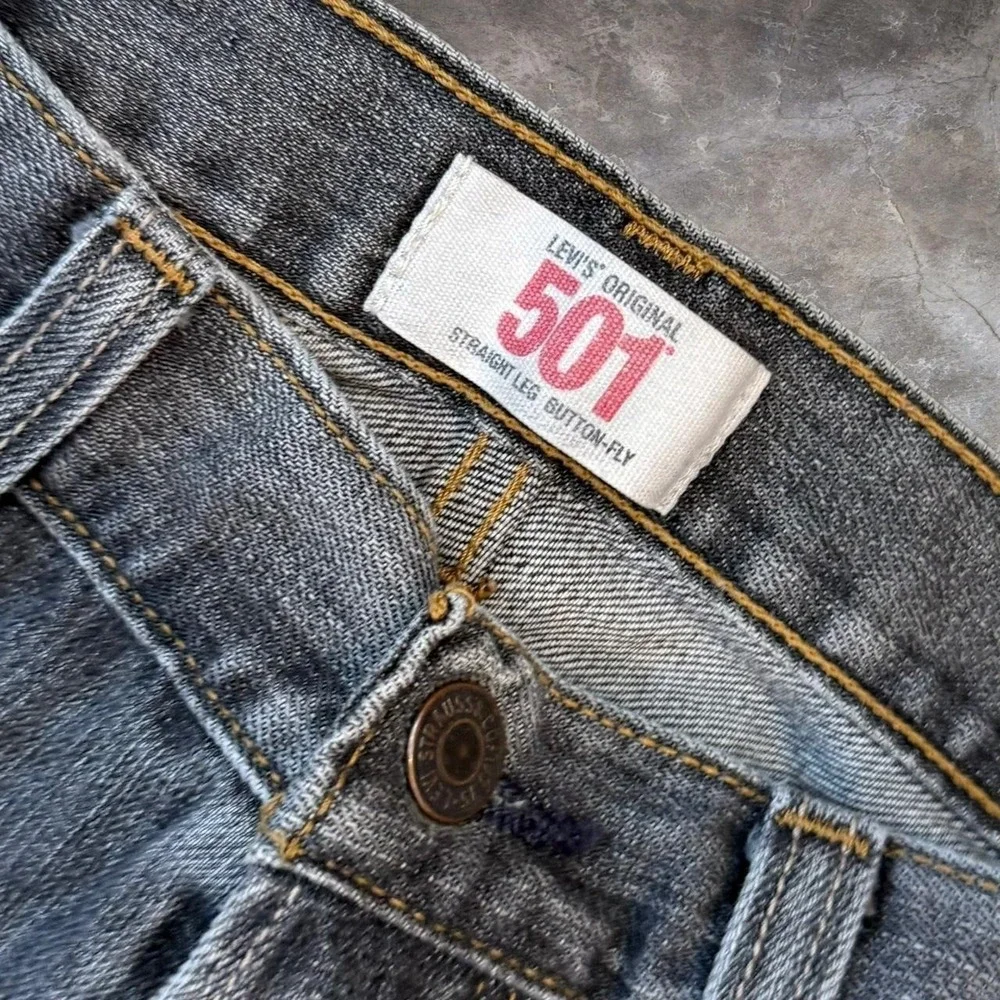Vintage Levis 501 Button Fly Straight Fit Faded Grey Jeans Men's Size 32x30 Y2K